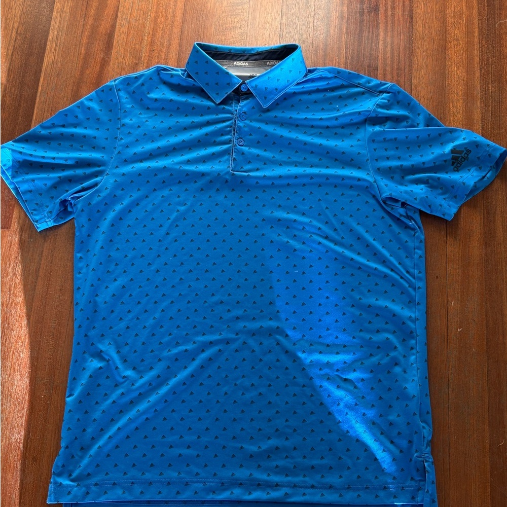 Adidas Blue Polo Shirt with Geometric Texture